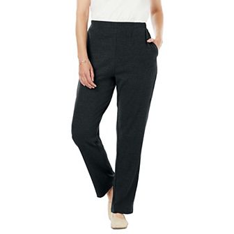 Woman Within Plus Size Tall 7-Day Knit Ribbed Straight-Leg Pull-On Pants