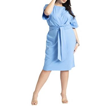 Eloquii Women's Plus Size Cross Front Flutter Sleeve Dress