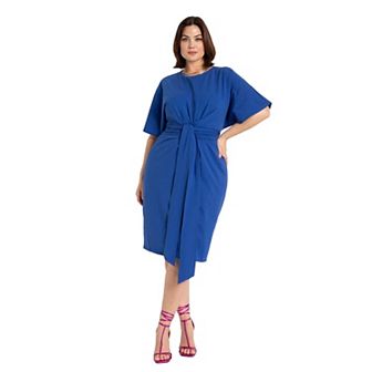 ELOQUII Women's Plus Size Cross Front Flutter Sleeve Dress