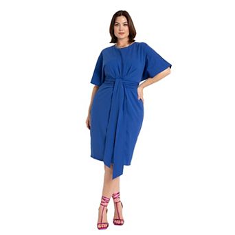 Eloquii Women's Plus Size Cross Front Flutter Sleeve Dress