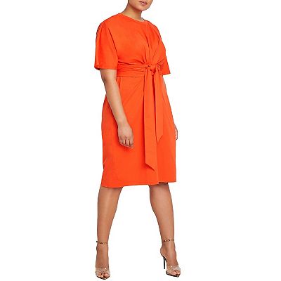 Eloquii Women's Plus Size Cross Front Flutter Sleeve Dress - Peppery Vermillion - 16