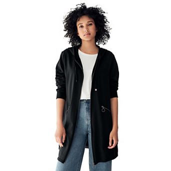 ellos Plus Size French Terry Zip-Front Hoodie With Zip Pockets