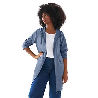 ellos Plus Size French Terry Zip-Front Hoodie With Zip Pockets