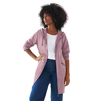 ellos Plus Size French Terry Zip-Front Hoodie With Zip Pockets