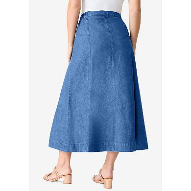 Roaman's Women's Plus Size Classic Stretch A Line Maxi Skirt