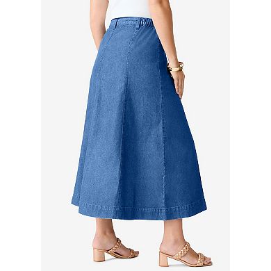 Roaman's Women's Plus Size 24/7 Stretch A Line Maxi Skirt
