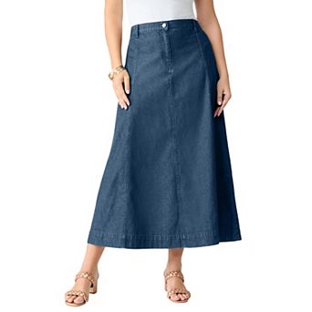 Roaman's Women's Plus Size Classic Stretch A Line Maxi Skirt