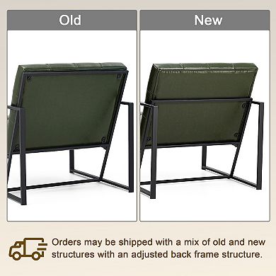 Glitzhome Mid Century Accent Chairs With Armrest, Metal Frame & Faux Leather