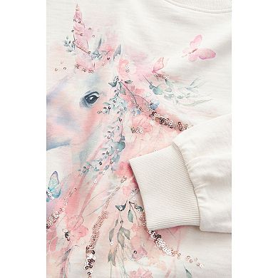 Girls 4-12 NEXT Long Sleeve Pink Scatter Heart Top