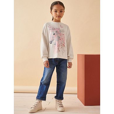Girls 4-12 NEXT Long Sleeve Pink Scatter Heart Top