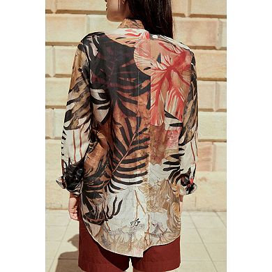 Women's NEXT Long Sleeve Placement Print Sheer Shirt