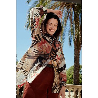 Women's NEXT Long Sleeve Placement Print Sheer Shirt
