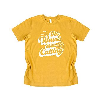 The Waves Are Calling Youth Short Sleeve Graphic Tee