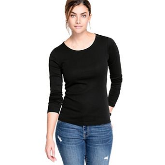 ellos Plus Size Three-Quarter Sleeve Scoop Neck Tee