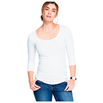 ellos Plus Size Three-Quarter Sleeve Scoop Neck Tee
