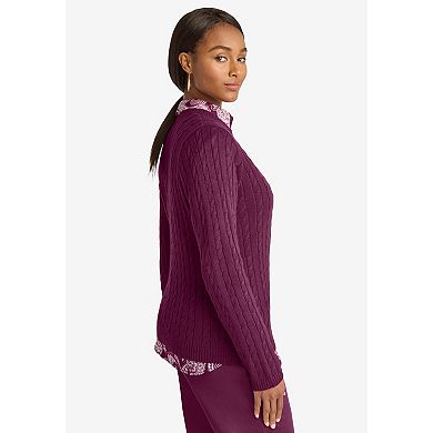 Jessica London Cable Crewneck Sweater