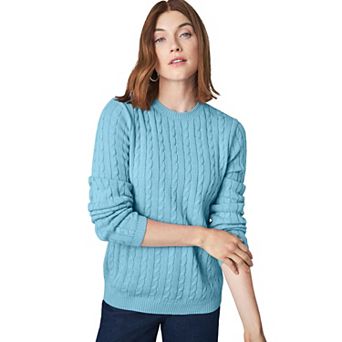 Jessica London Women's Plus Size Cable Crewneck Sweater