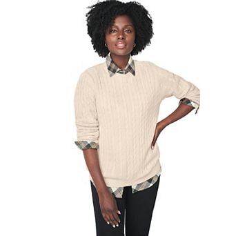 Jessica London Women's Plus Size Cable Crewneck Sweater