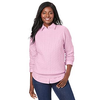 Jessica London Cable Crewneck Sweater