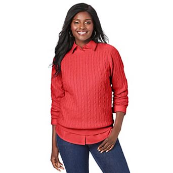 Jessica London Cable Crewneck Sweater