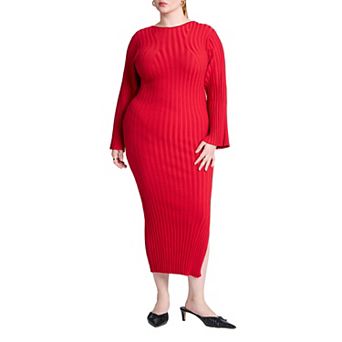 ELOQUII Women's Plus Size Wide Sleeve Maxi Sweater Dress