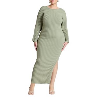 ELOQUII Women's Plus Size Wide Sleeve Maxi Sweater Dress