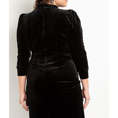 Eloquii Women's Plus Size Velvet Mini Dress With Wrap Skirt