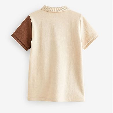 Boys 4-12 NEXT Brown & Cream Colour Block Polo Shirt