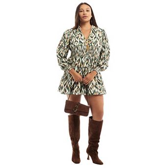 June + Vie Women's Plus Size Smocked Georgette Tunic