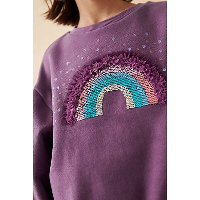 Girls 4-12 NEXT Long Sleeve Rainbow Crew Sweatshirt