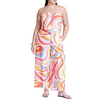 ELOQUII Women's Plus Size Printed Wide Leg Pant