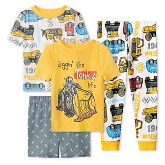 Toddler Boys Tonka Pajama Top and Pajama Bottom 4 pc Set