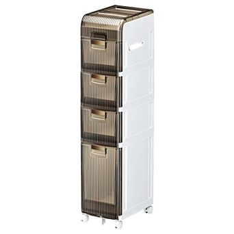 Fc Design Bathroom Storage Cabinet Organizer With Toilet Paper Holder And Rolling Wheels