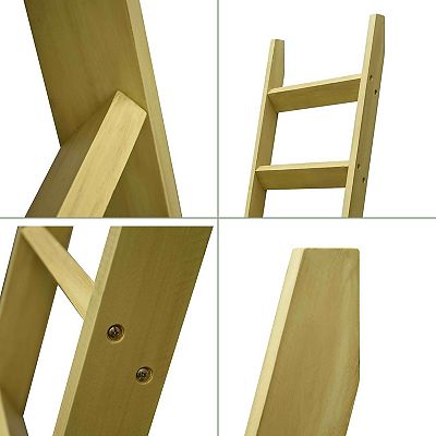 Rustic Wooden Ladder Shelf For Quilts And Farmhouse Decor