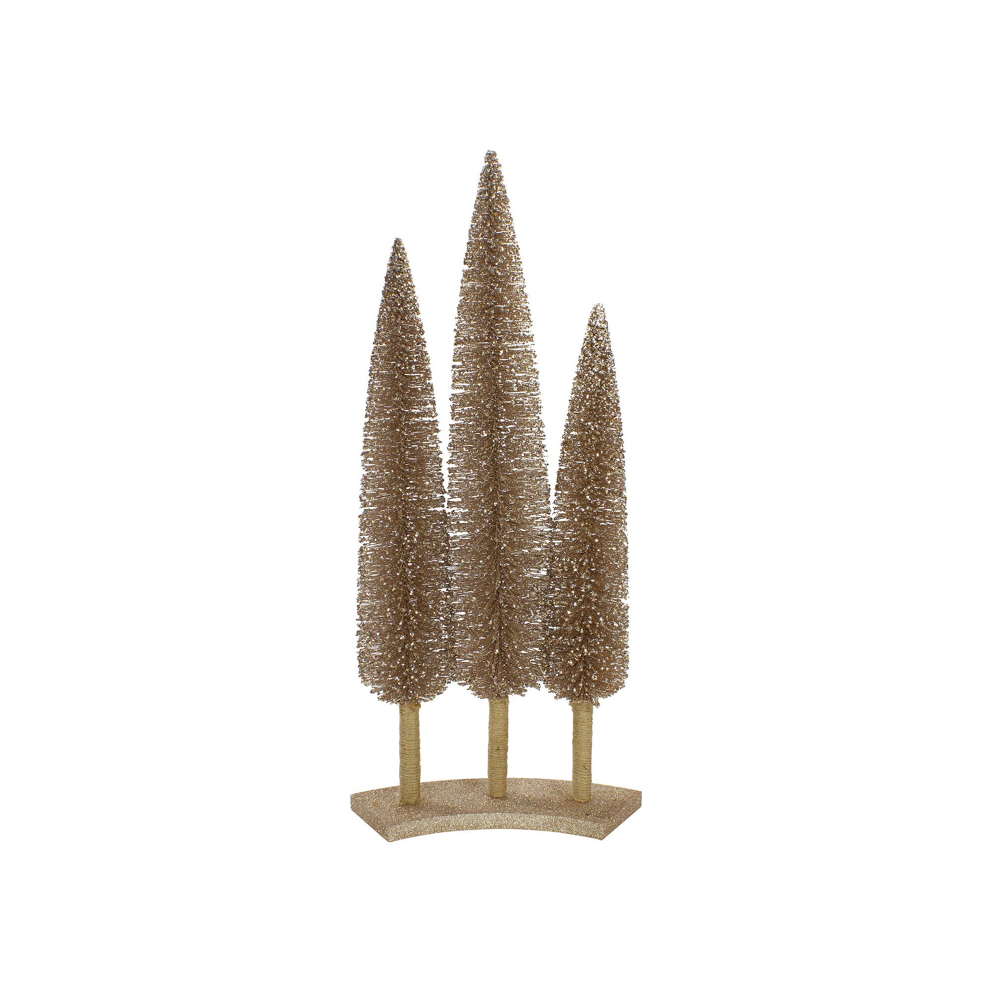 Northlight Rose Gold Sisal Christmas Trees Table Top Decor Set of 3, Brown