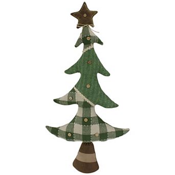Northlight Tan and Green Buffalo Plaid Knit Christmas Tree Decoration