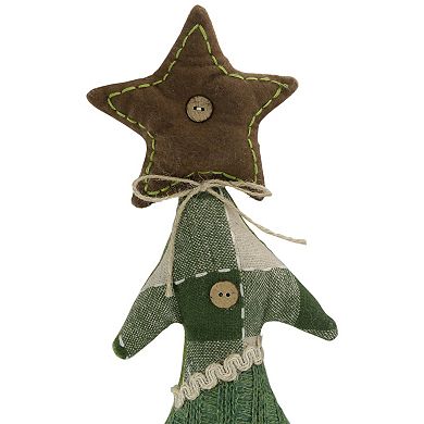 Northlight Tan and Green Buffalo Plaid Knit Christmas Tree Decoration