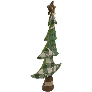 Northlight Tan and Green Buffalo Plaid Knit Christmas Tree Decoration