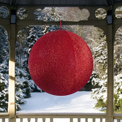 Northlight Tinsel Inflatable 27.5" Red Christmas Ball Ornament Outdoor Decoration