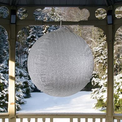 Northlight Tinsel Inflatable 27.5" Silver Christmas Ball Ornament Outdoor Decoration