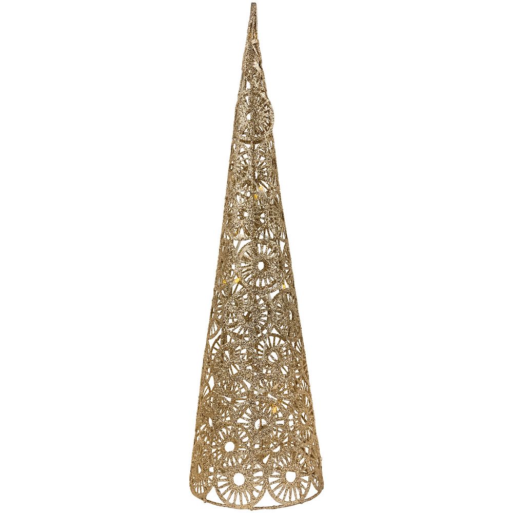 Golden Glass Lighted Cone Tree main image 1