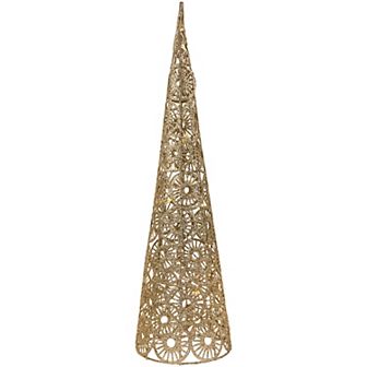 Northlight LED Lighted Gold Glittered Sunburst Christmas Cone Tree With Warm White Lights