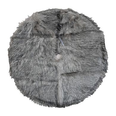Northlight Beige and Gray Plush Faux Fur Christmas Tree Skirt