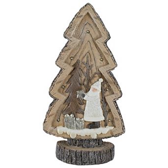 Northlight LED Lighted Rustic Glittered Tabletop Christmas Tree with Winter Scene