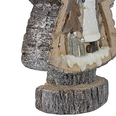 Northlight LED Lighted Rustic Glittered Tabletop Christmas Tree with Winter Scene