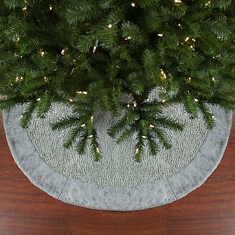 Northlight Gray and Silver Faux Fur Snake Skin Pattern Christmas Tree Skirt