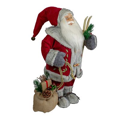 Northlight 18" Standing Santa Christmas Figure with Skis and Fur Boots