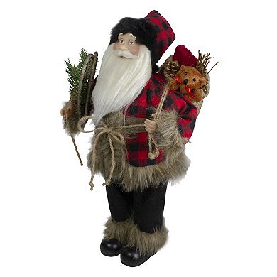 Northlight 18" Standing Santa Christmas Figure with Snow Shoes and Bear