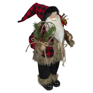 Northlight 18" Standing Santa Christmas Figure with Snow Shoes and Bear