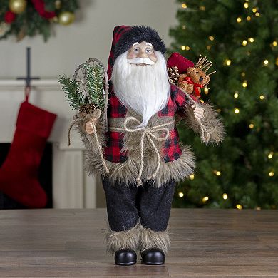 Northlight 18" Standing Santa Christmas Figure with Snow Shoes and Bear